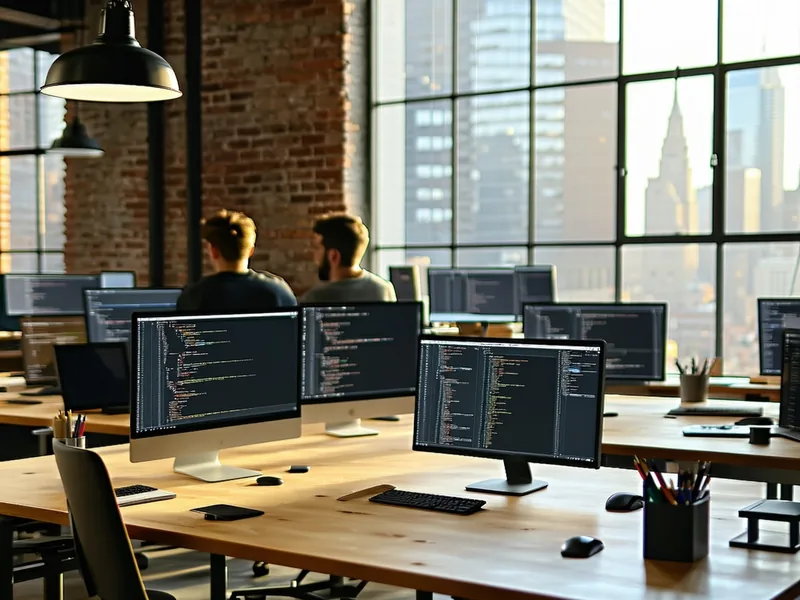 DevPulsr team working together in a small engineering office in New York